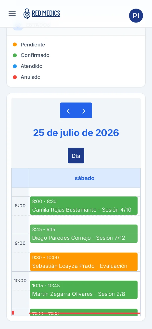 RedMedics para centros de fisioterapia desde el celular